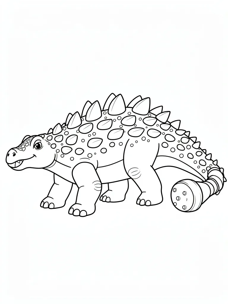 Coloriage Ankylosaure avec sa queue en massue à imprimer