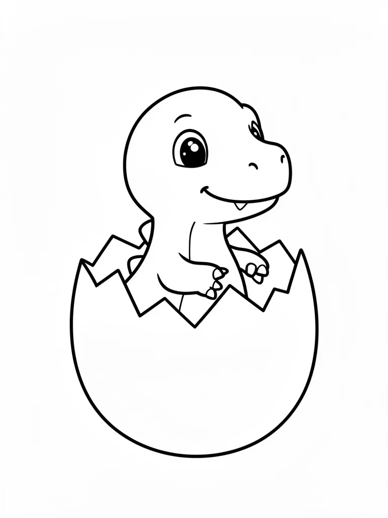 Coloriage Bébé dinosaure sortant de son oeuf à imprimer