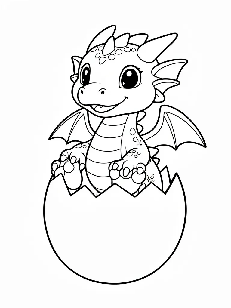 Coloriage Bébé dragon sortant de son oeuf à imprimer