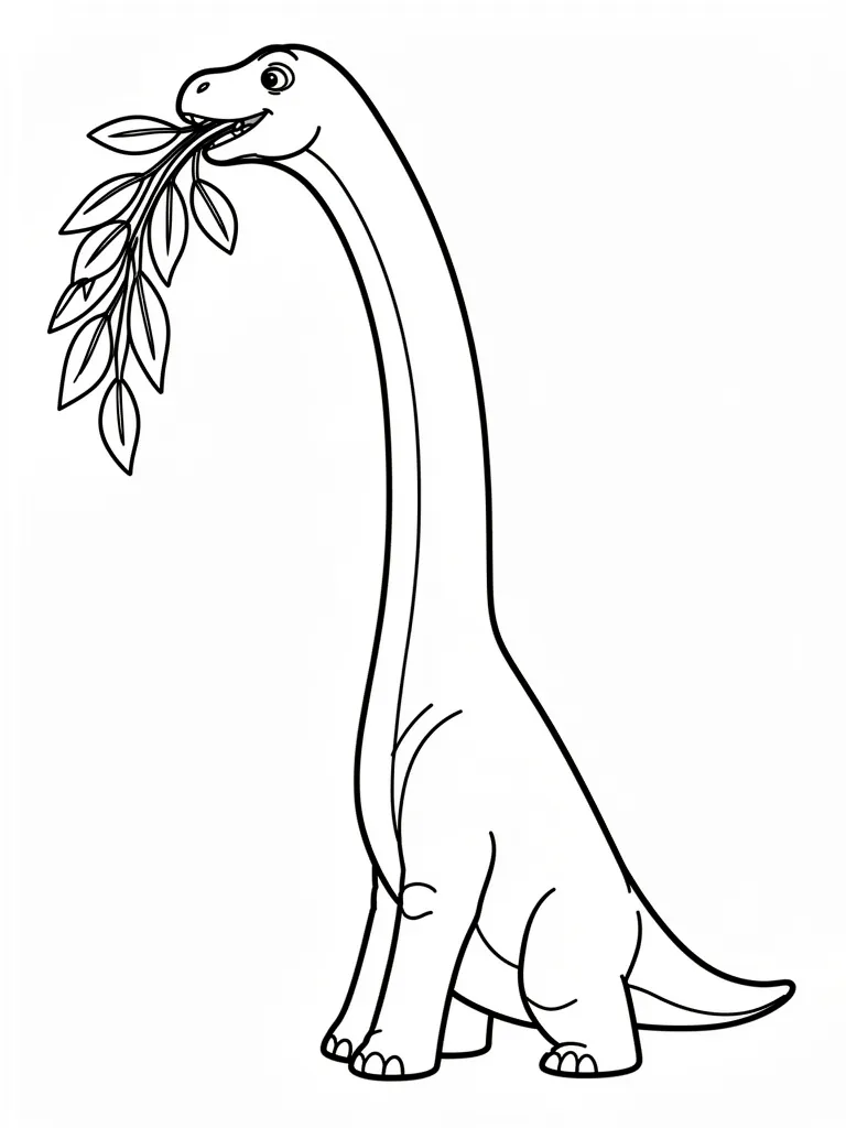 Coloriage Brachiosaure au long cou mangeant des feuilles à imprimer