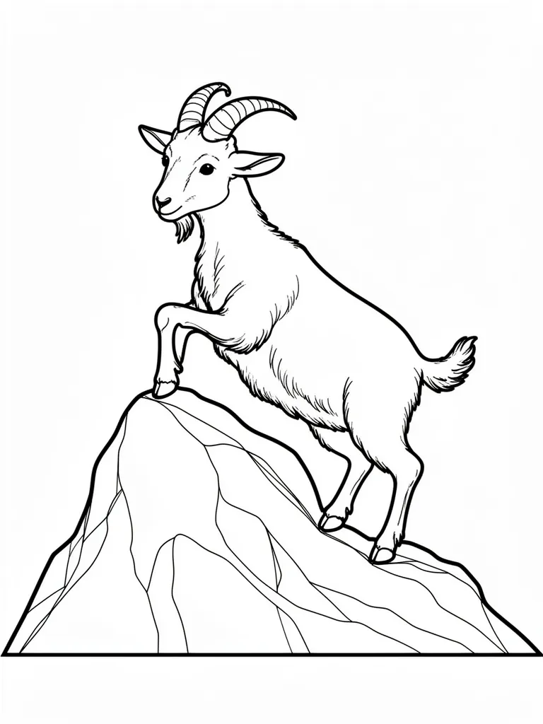 Coloriage Chèvre grimpant sur un rocher à imprimer