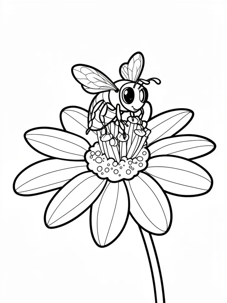 Coloriage Abeille sur une fleur – coloriage à imprimer gratuit