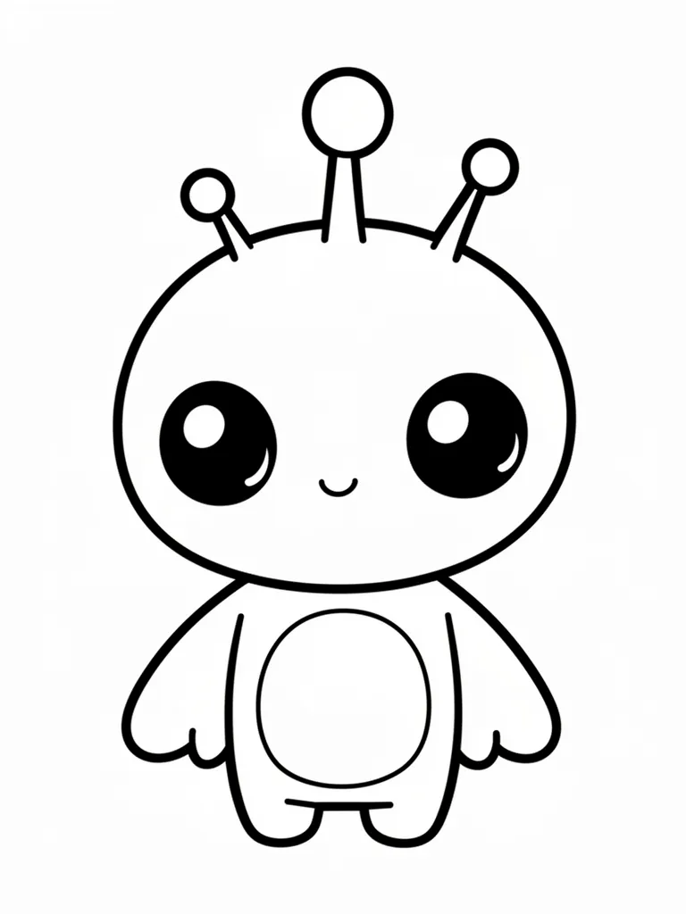 Coloriage Alien amical kawaii à imprimer