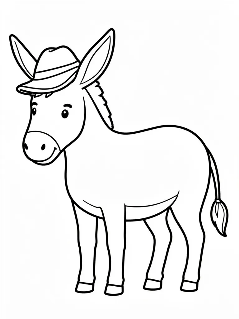 Coloriage Âne avec un chapeau à imprimer