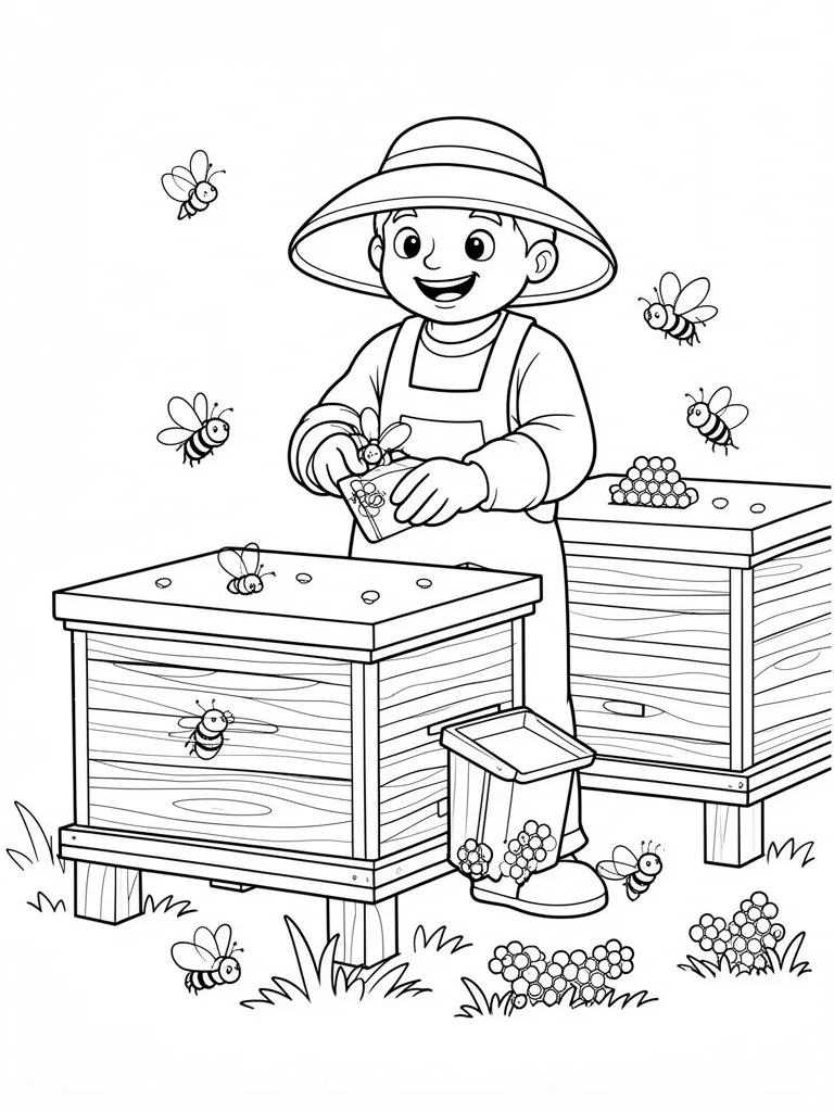 Coloriage apiculteur à imprimer