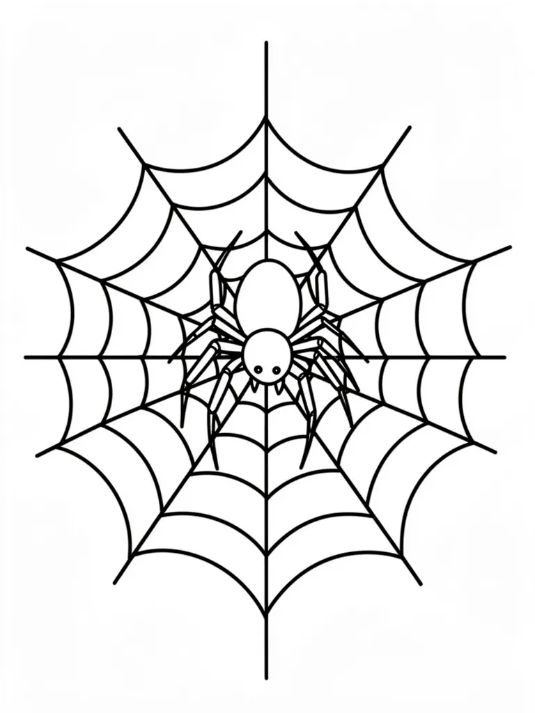 Coloriage Araignée sur sa toile pour maternelle à imprimer