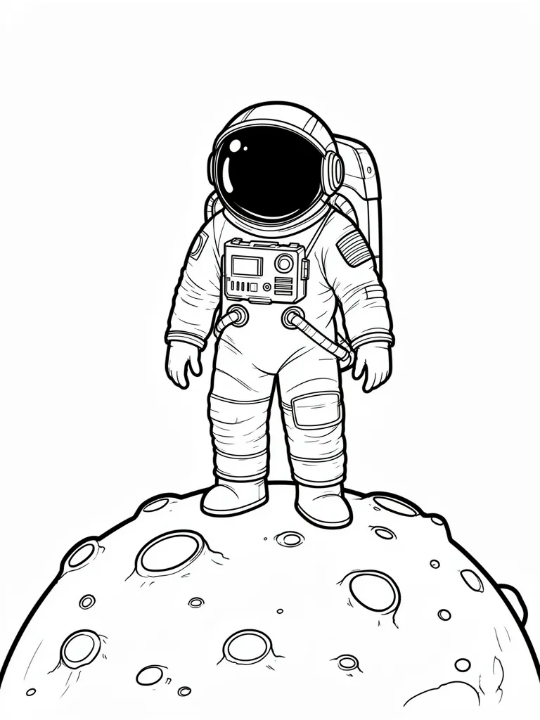 Coloriage Astronaute sur la Lune à imprimer