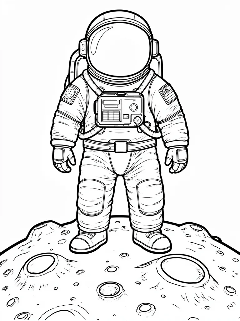 Coloriage Astronaute sur la Lune détaillé – coloriage à imprimer gratuit