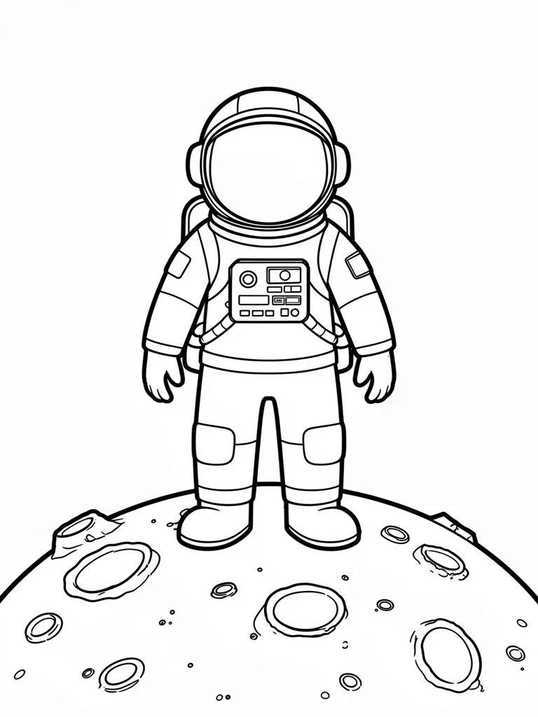 Coloriage Astronaute sur la Lune facile – coloriage à imprimer gratuit