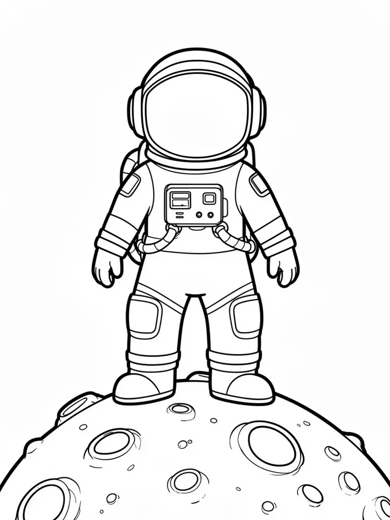 Coloriage Astronaute sur la Lune pour maternelle – coloriage à imprimer gratuit