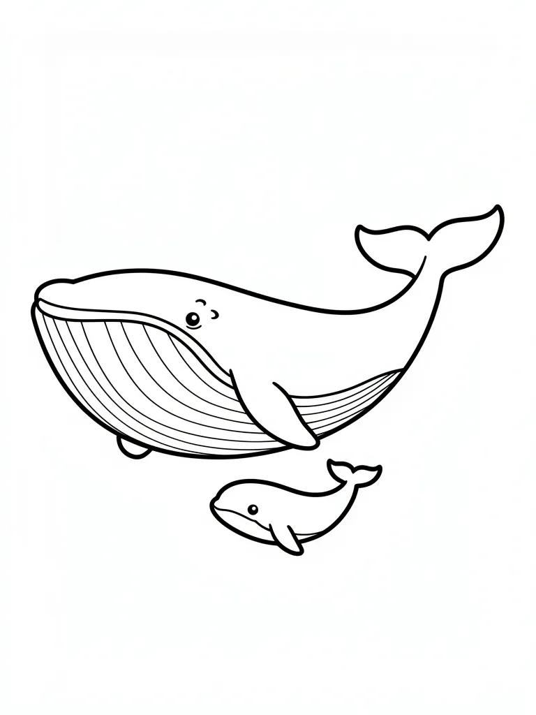 Coloriage Baleine et son bébé facile à imprimer