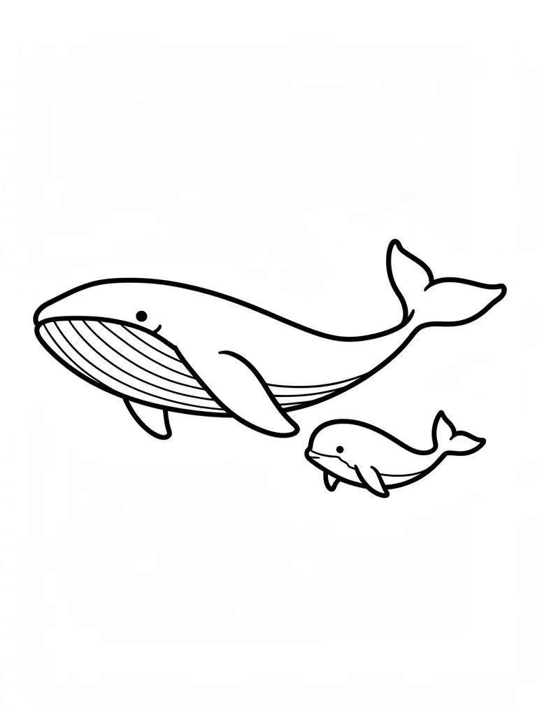 Coloriage Baleine et son bébé pour maternelle à imprimer