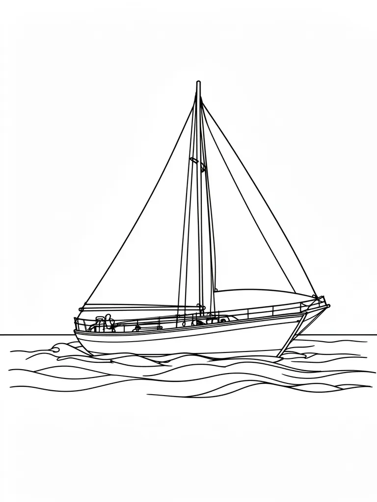 Coloriage Bateau à voile détaillé à imprimer