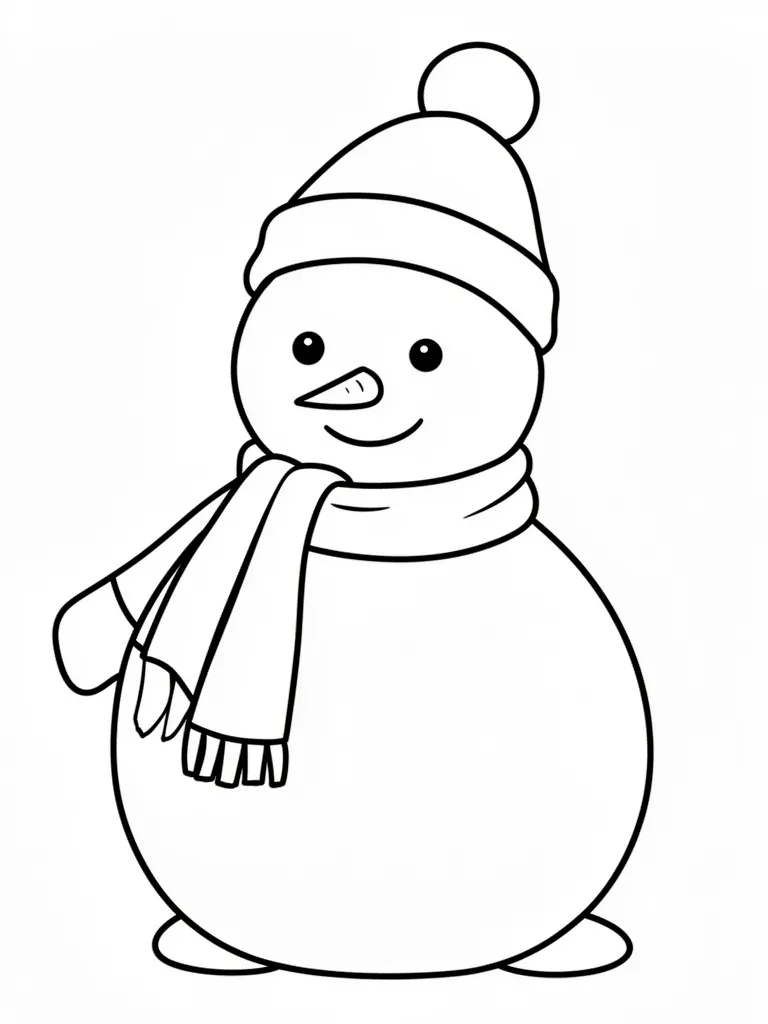 Coloriage Bonhomme de neige avec écharpe à imprimer