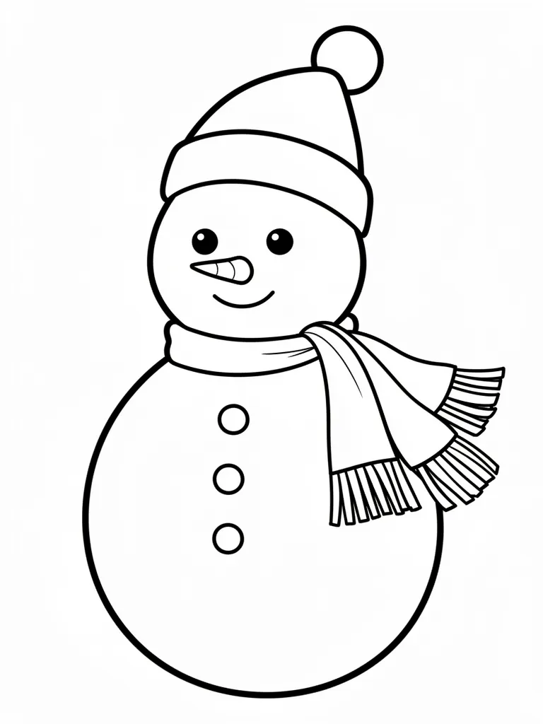 Coloriage Bonhomme de neige avec écharpe détaillé à imprimer