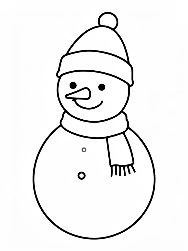 Coloriage Bonhomme de neige avec écharpe facile à imprimer