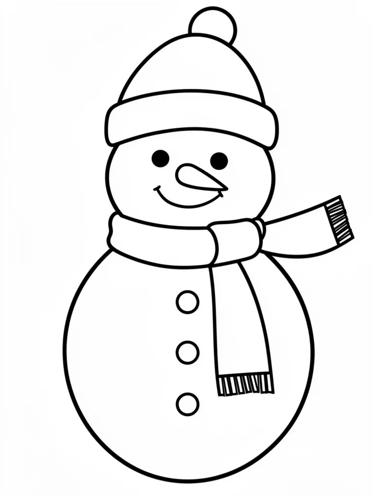 Coloriage Bonhomme de neige avec écharpe pour maternelle à imprimer