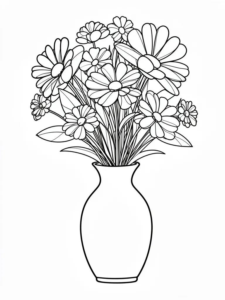 Coloriage Bouquet dans un vase – coloriage à imprimer gratuit