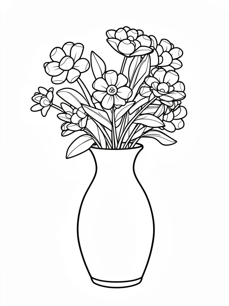 Coloriage Bouquet dans un vase facile à imprimer