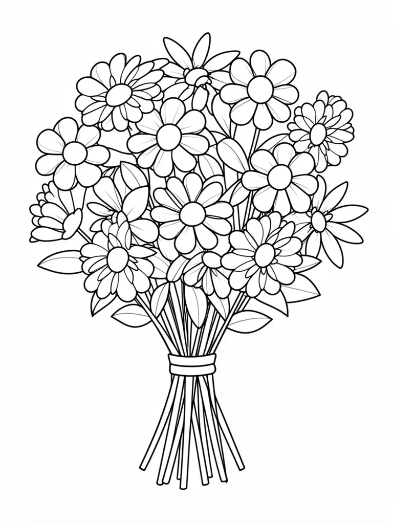 Coloriage bouquet de fleurs à imprimer