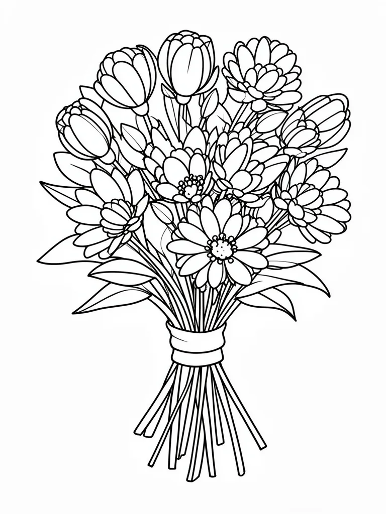 Coloriage Bouquet pour la fête des mères – coloriage à imprimer gratuit
