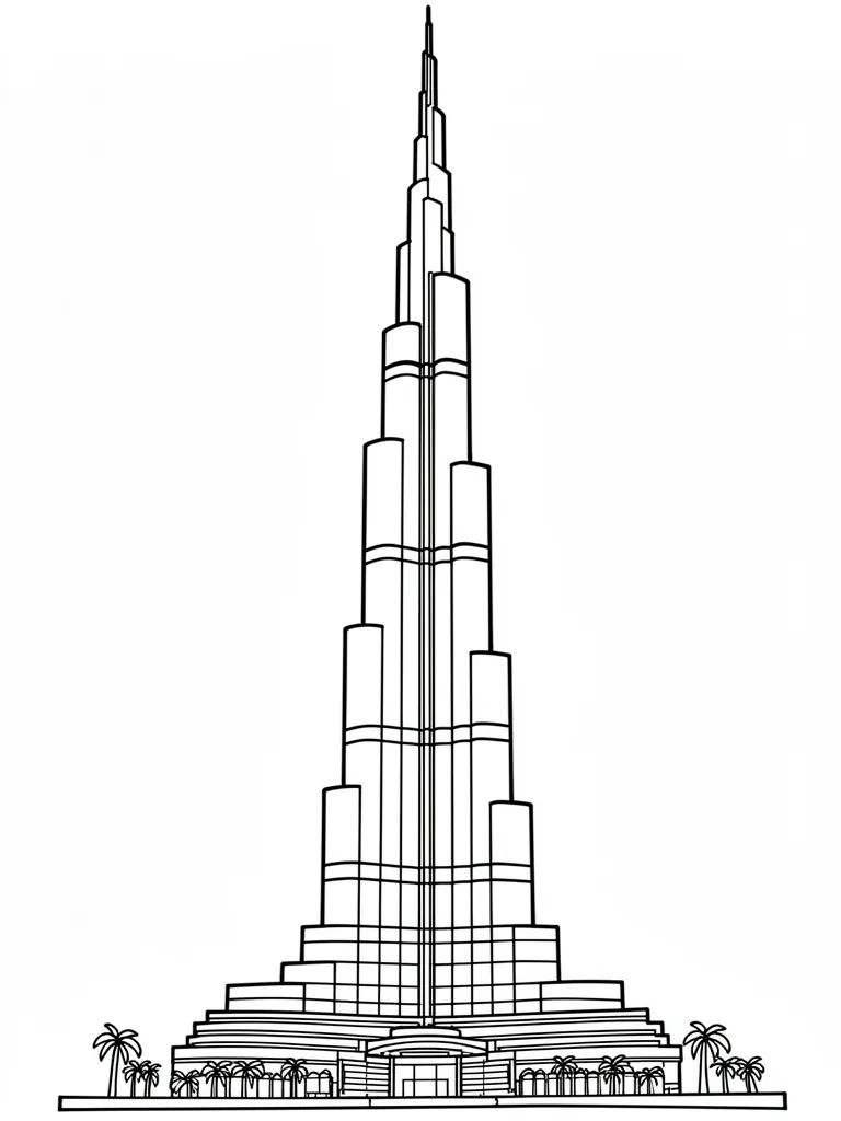 Coloriage burj khalifa – coloriage à imprimer gratuit