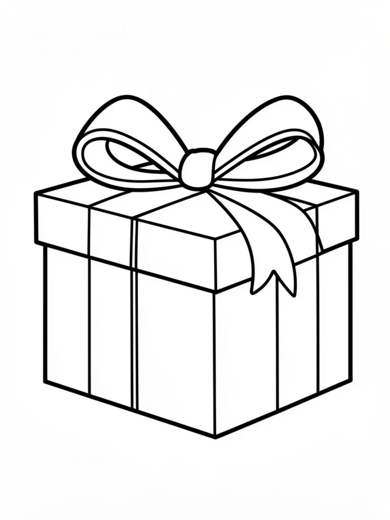 Coloriage Cadeau avec un gros nœud à imprimer