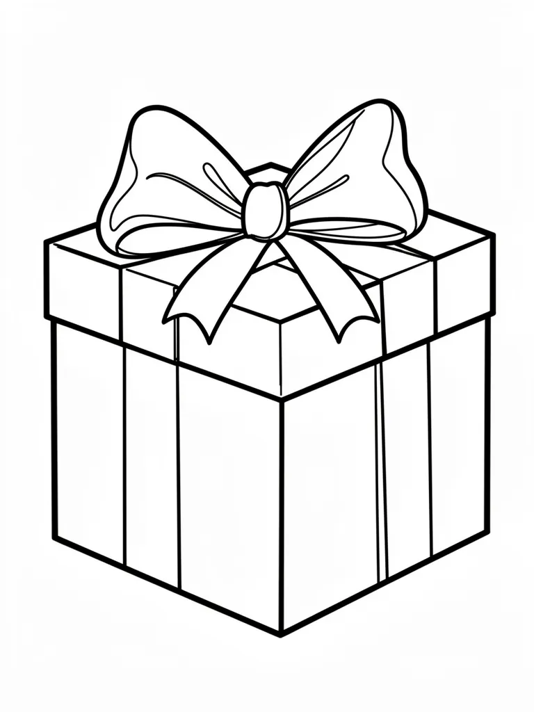 Coloriage Cadeau avec un gros nœud détaillé à imprimer