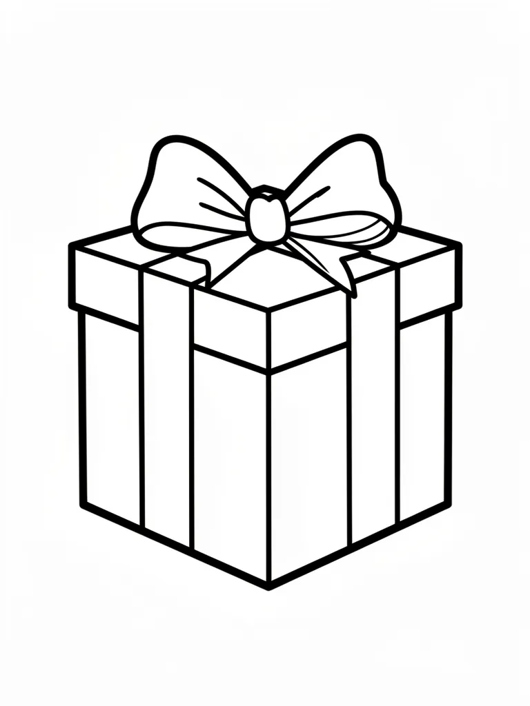 Coloriage Cadeau avec un gros nœud facile à imprimer
