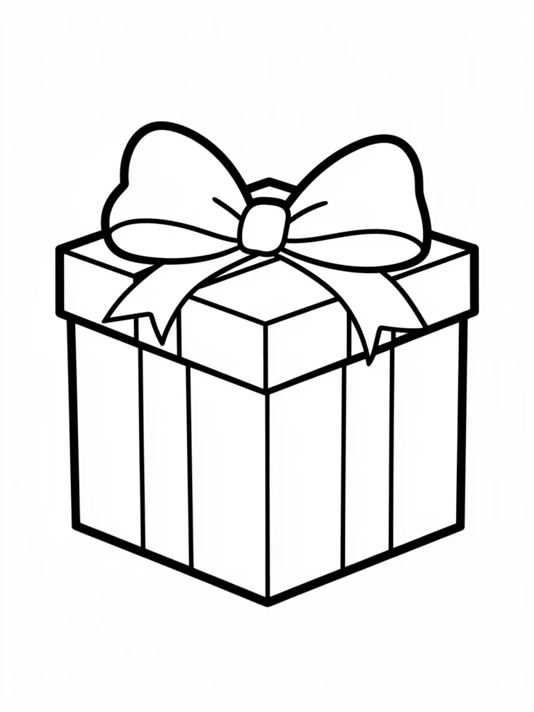 Coloriage Cadeau avec un gros nœud pour maternelle à imprimer