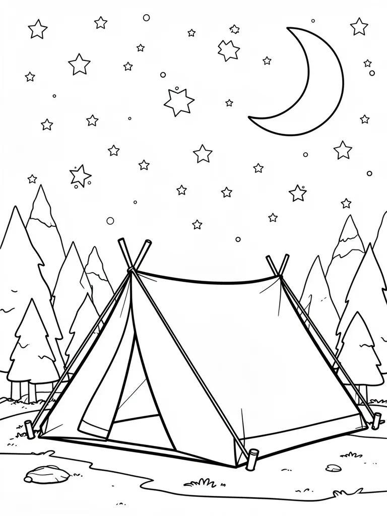 Coloriage Camping sous les étoiles à imprimer