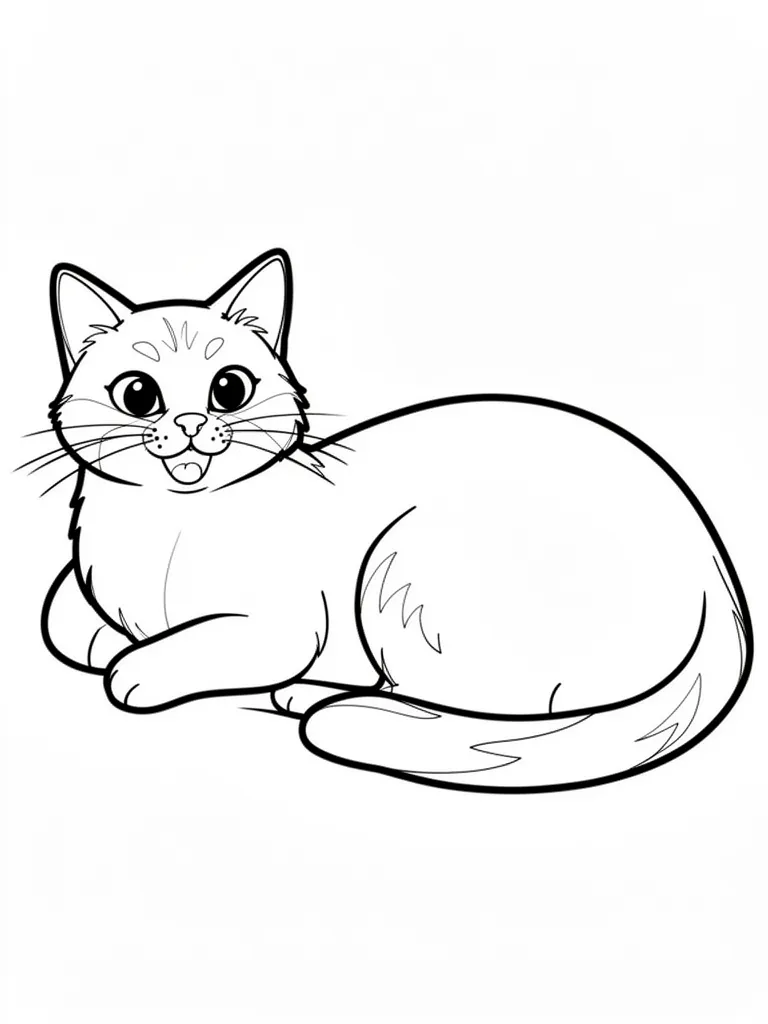 Coloriage Chat allongé au soleil détaillé – coloriage à imprimer gratuit