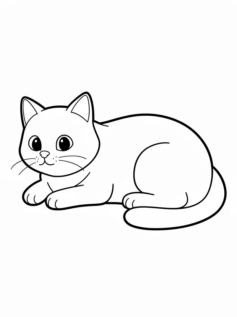 Coloriage Chat allongé au soleil facile – coloriage à imprimer gratuit