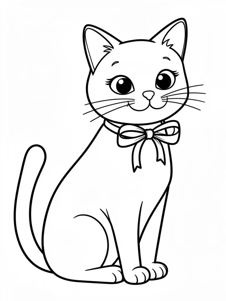 Coloriage Chat avec un nœud autour du cou détaillé à imprimer