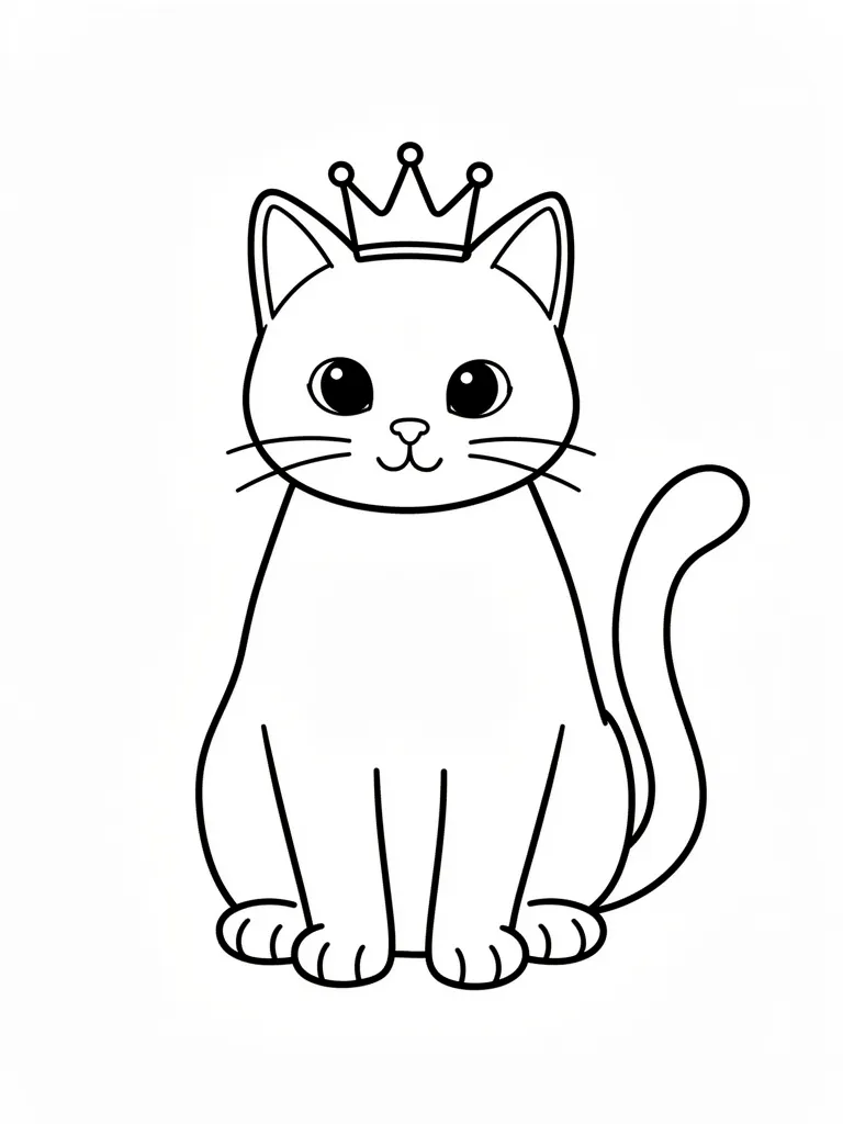 Coloriage Chat avec une couronne à imprimer