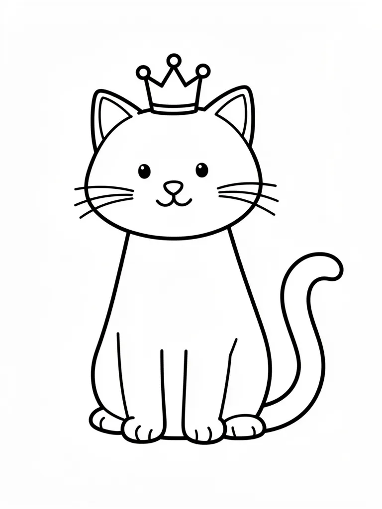 Coloriage Chat avec une couronne facile à imprimer