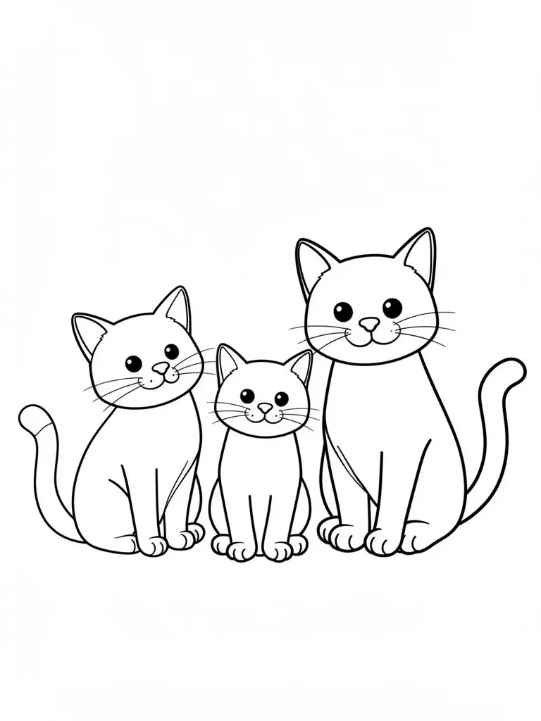 Coloriage Chat en famille à imprimer