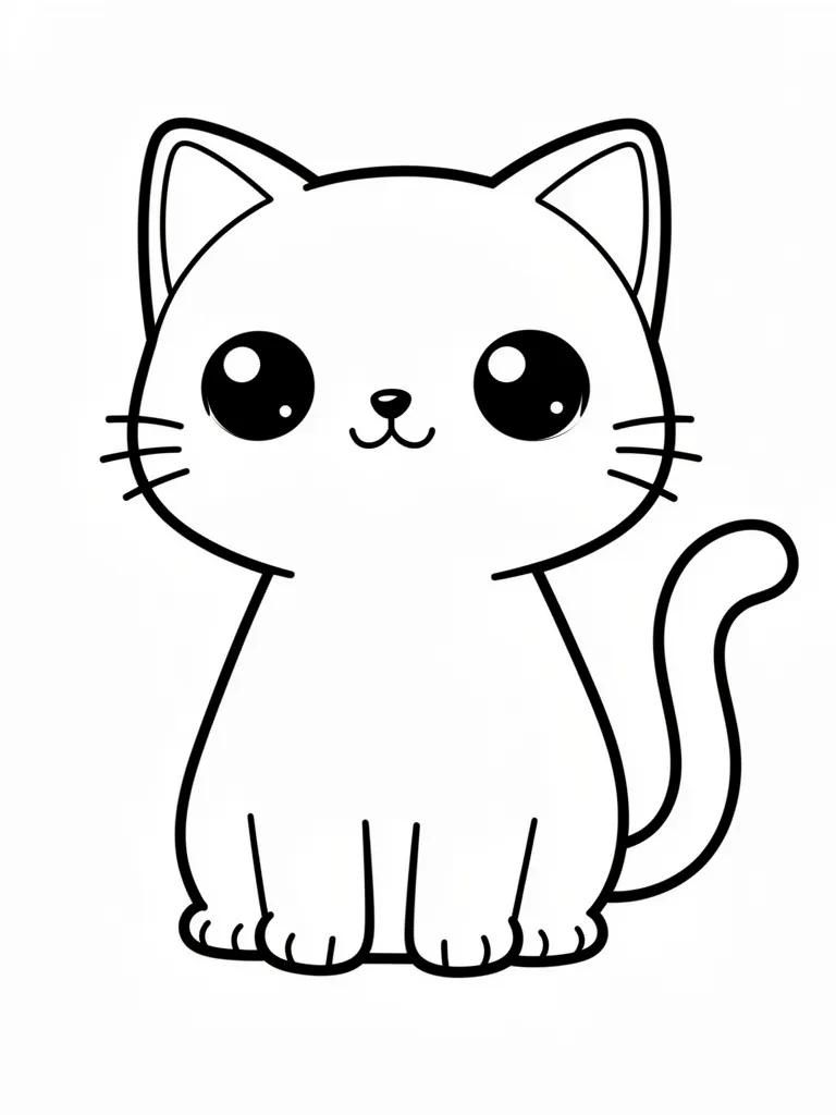 Coloriage chat kawaii à imprimer