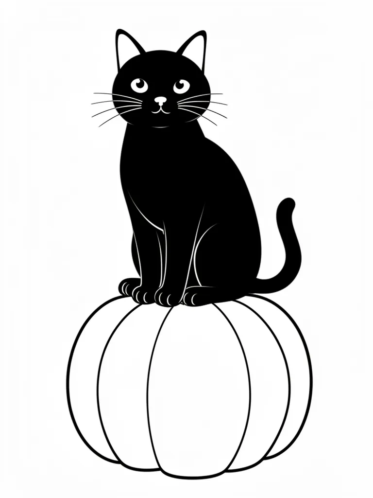 Coloriage Chat noir sur une citrouille à imprimer
