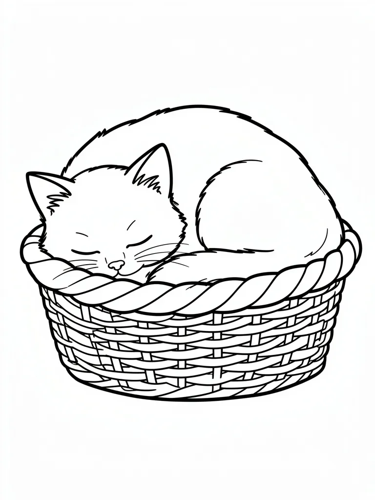 Coloriage Chaton dans un panier à imprimer