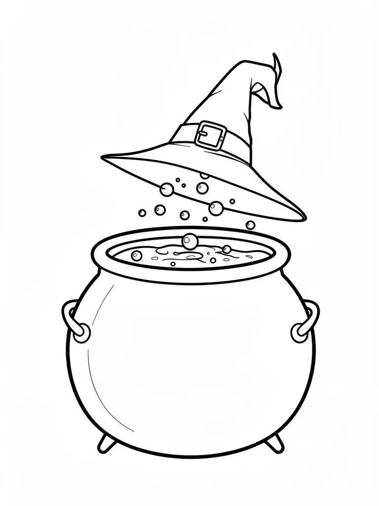 Coloriage Chaudron de sorcière détaillé à imprimer