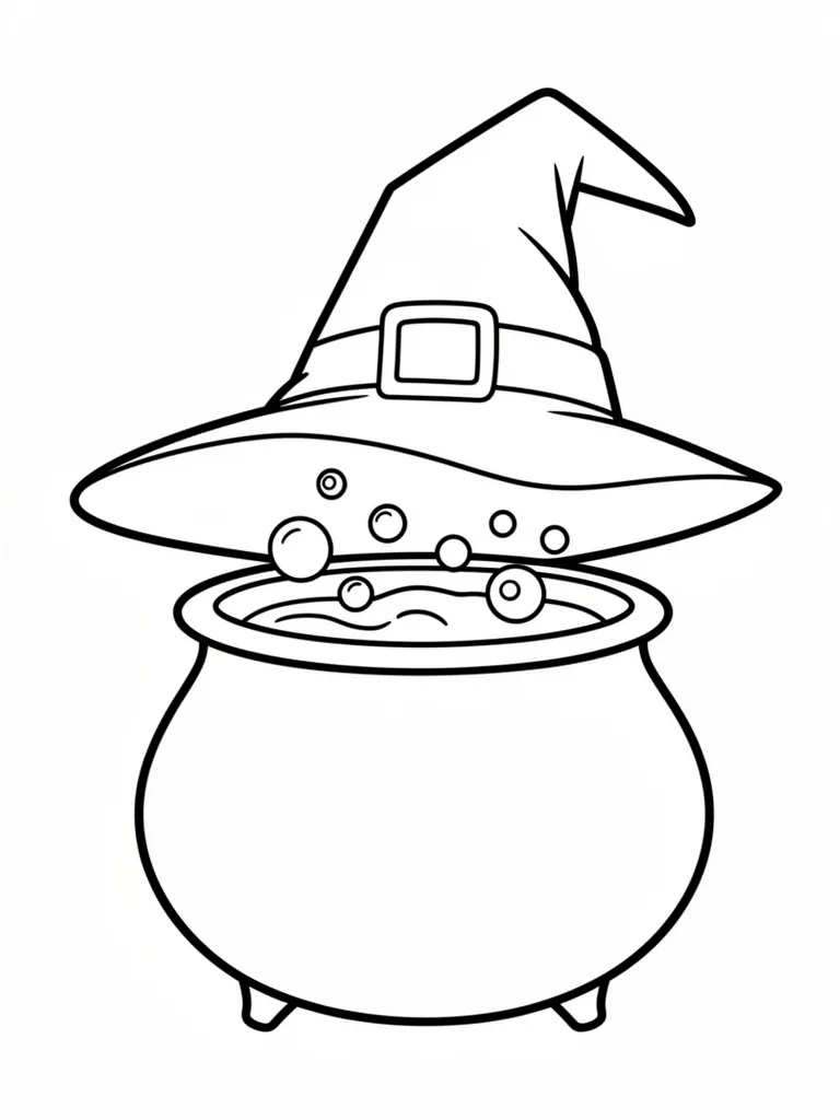 Coloriage Chaudron de sorcière facile à imprimer