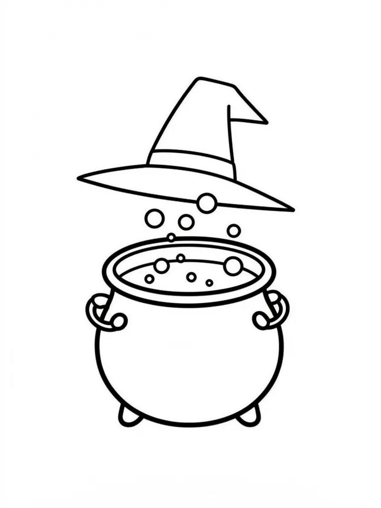 Coloriage Chaudron de sorcière pour maternelle à imprimer