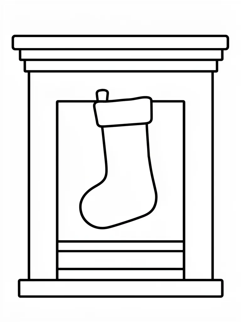 Coloriage Chaussette accrochée à la cheminée pour maternelle à imprimer
