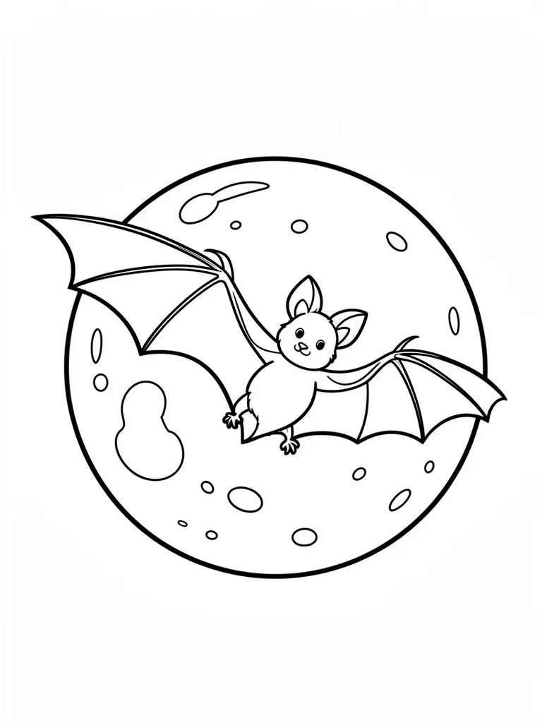 Coloriage Chauve-souris devant la lune à imprimer