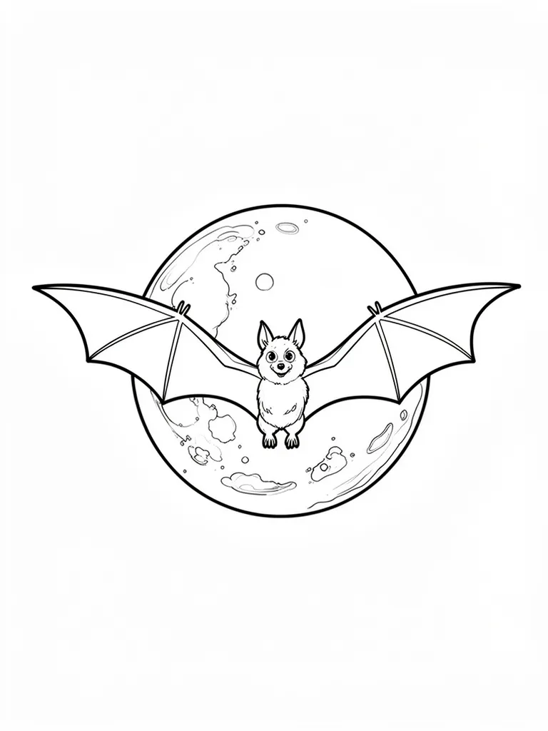 Coloriage Chauve-souris devant la lune détaillé à imprimer