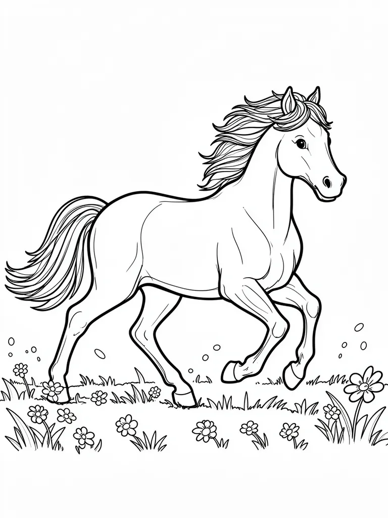 Coloriage Cheval au galop détaillé à imprimer