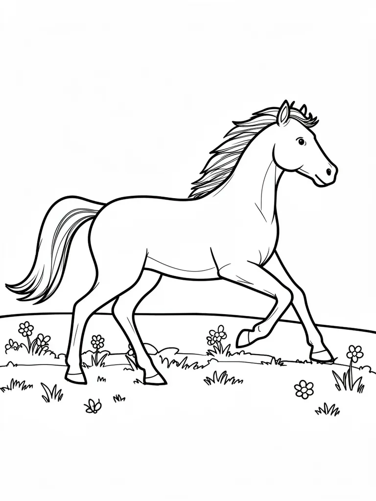 Coloriage Cheval au galop facile à imprimer