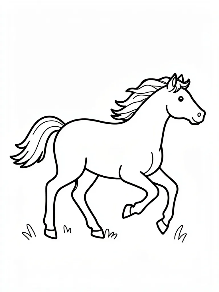 Coloriage Cheval au galop pour maternelle à imprimer