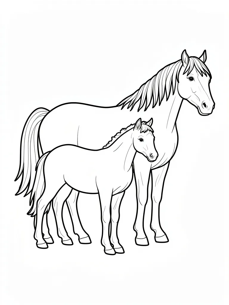 Coloriage Cheval et son poulain – coloriage à imprimer gratuit
